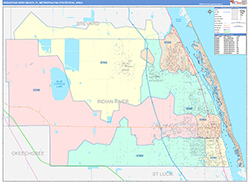 Sebastian-Vero Beach Metro Area Wall Map Color Cast Style 2026
